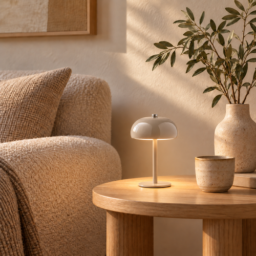 Artichok Marise metalen oplaadbare tafellamp taupe Ø16