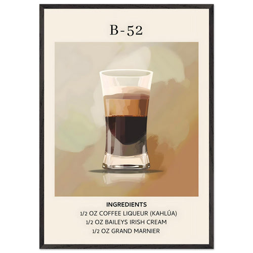 Artfulprints Poster met Lijst B-52 cocktail - Ingrediënten   - 70x100 cm - Bruin