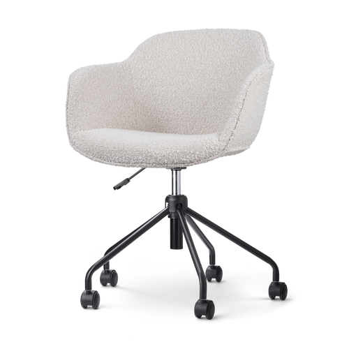 Nolon Nout-Mare Bureaustoel Bouclé Beige - Armleuning - Zwart