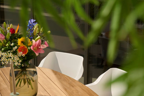 Hartman Dining Tuinset Stephanie - Naturel/Wit Teakhout - 200x120x76cm - vtwonen shop