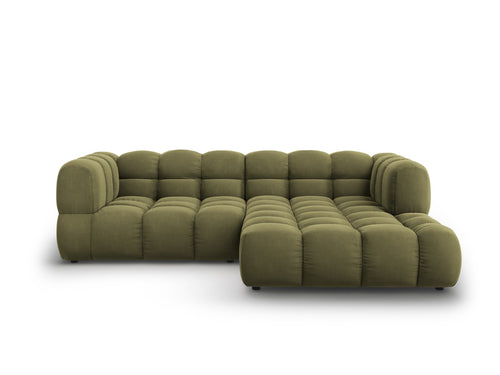 Cosmopolitan Design Modulaire hoekbank rechts Sky 3-zits, flueel, lichtgroen - 162x244x70cm