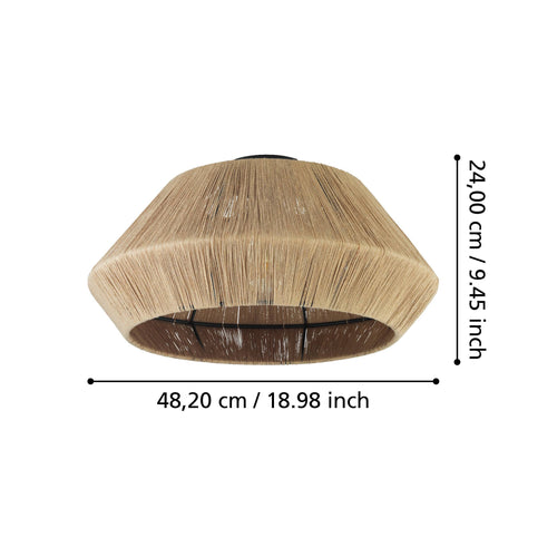 EGLO plafondlamp Alderney - e27 - ø 48 cm - zwart/bruin - vtwonen shop