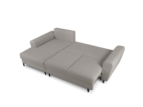 Cosmopolitan Design Uitklapbare hoekbank links met opbergdoos Kyoto 4-zits, boucle, grijs - 145x241x88cm
