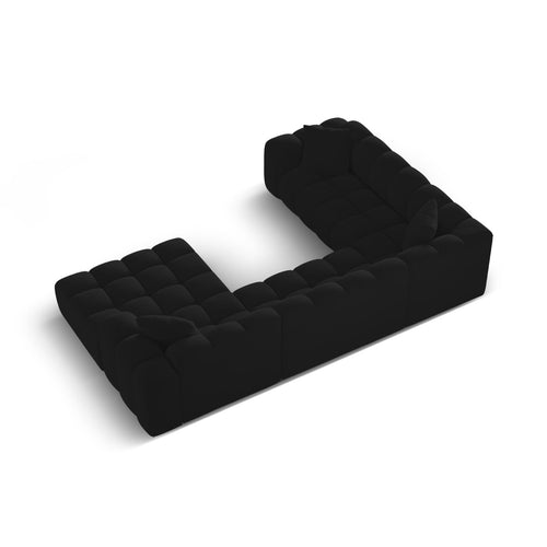 Cosmopolitan Design - Panoramische hoekbank links Treno 4-zits, flueel zwart - 240x330x70cm