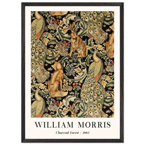 Artfulprints Poster met Lijst William Morris - Charcoal forrest   - 50x70 cm - Donkergroen