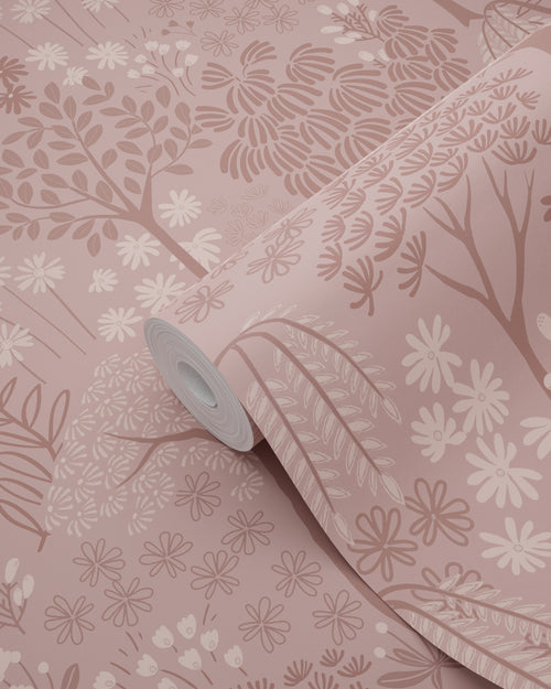 ESTAhome behang bomen en bloemen terracotta roze - 50 x 900 cm - 131647 - vtwonen shop