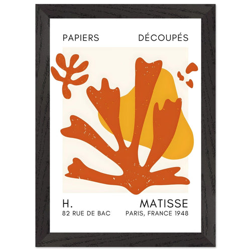 Artfulprints Poster met Lijst Matisse – Abstract bloom orange   - A4 21x29.7 cm - Oranje