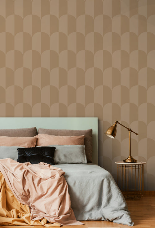 ESTAhome behang art deco bogen donker beige - 50 x 900 cm - 131236 - vtwonen shop