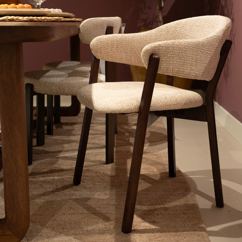 DÉJA Living Eetkamerstoel Uppsala - Taupe/Walnoot - Set van 2