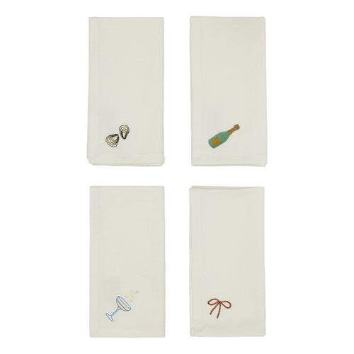 OYOY Nieuwjaarsservetten set van 4 45 x 45 cm – Wit katoen