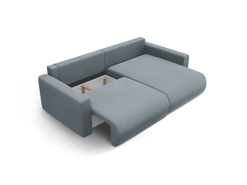Cosmopolitan Design Omkeerbare converteerbare hoekbank met opbergdoos Belfast 3-zits, flueel blauw grijs - 149x240x84cm