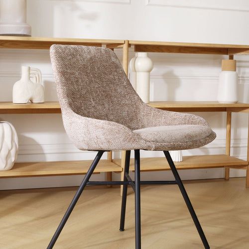 Nolon Noa-Isa Eetkamerstoel Bruin - Stof - Zwart Onderstel - vtwonen shop