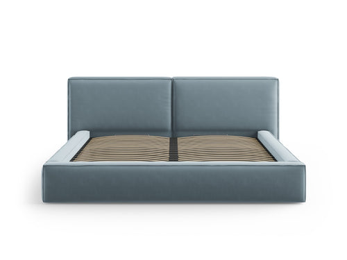 Micadoni Opbergbed met hoofdeinde Jodie 200x200cm, flueel, lichtblauw - 228x251x108cm