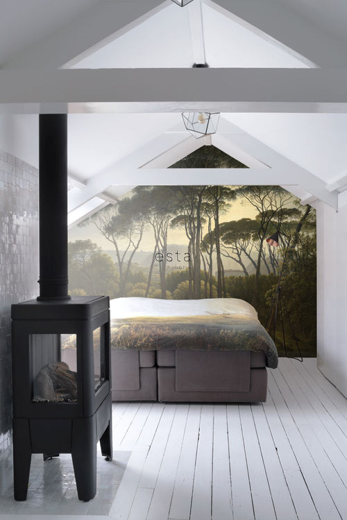 ESTAhome fotobehang Italiaans landschap donkergroen - 372 x 279 cm - 158891 - vtwonen shop