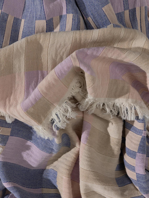benuta katoenen deken Nico - veelkleurig/purper - 130x170 cm