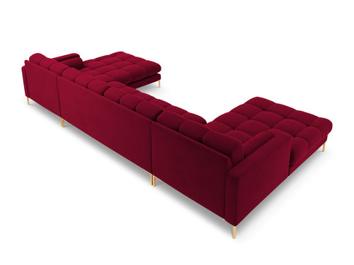 Cosmopolitan Design Panoramische bank Bali 7-zits, flueel, rood - 185x383x75cm