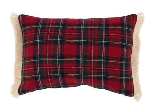J-Line kussen Ruit Bonheur - polyester - rood/groen