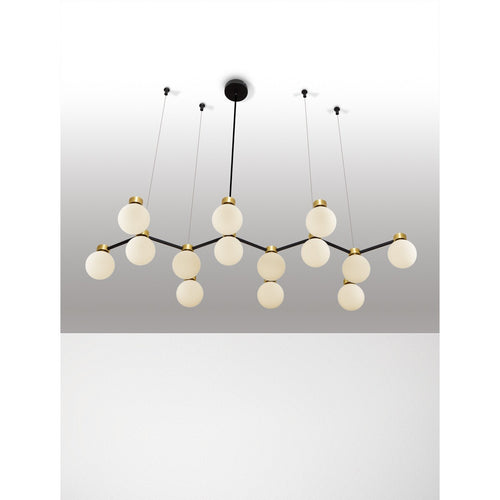 Nova Luce OVALINO Hanglamp voor aan het plafond in de kleuren opaal, satijngoud en matzwart, LED G9 14x5W