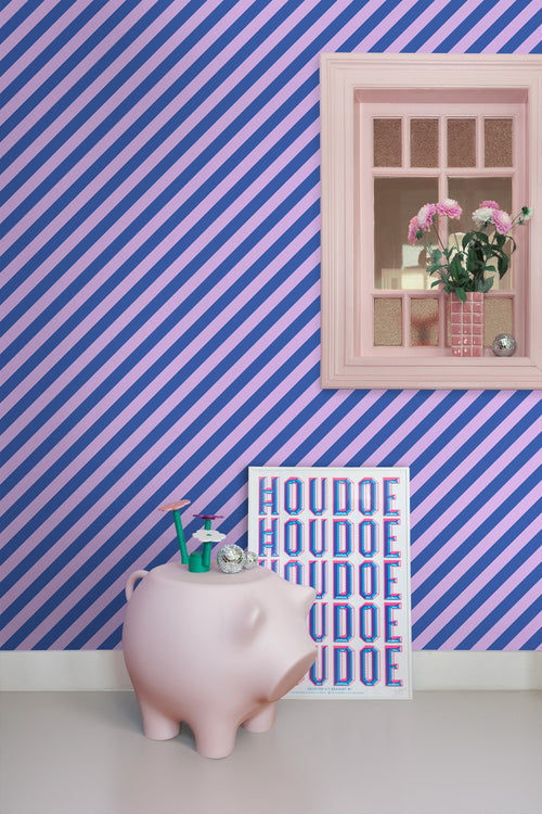 ESTAhome behang strepen lila paars en koningsblauw - 53 cm x 10.05 m - 139957 - vtwonen shop