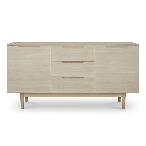 Furnhouse 3-deurs dressoir Kerteminde - Witte olie - MDF, eikenfineer - 45x160x80