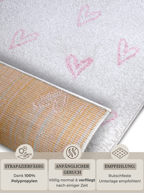 Hanse Home Adventures children's carpet Hearts Cream Rosa 160x235 cm