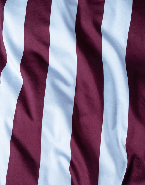 Essenza Minte Stripe dekbedovertrek - Eenpersoons – 140x200/220 cm - Mauve wine - Ice blue