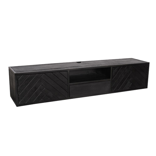 StarFurn Zwevend Tv-meubel New York - Zwart Hout - 160x35x33cm - vtwonen shop