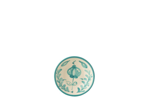 J-Line kom Granada Low - keramiek - wit/aqua - small - Ø 14 cm