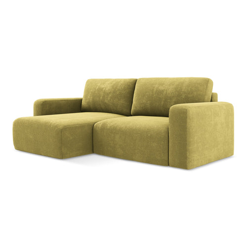 LaMiaSofa hoekbank links Ostia - chenille stof - limoengroen - 244x149x79