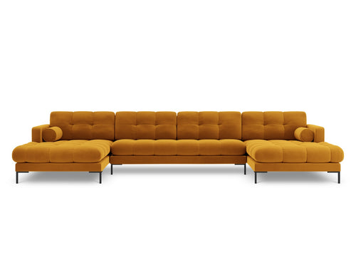 Cosmopolitan Design Panoramische bank Bali 7-zits, flueel, geel - 185x383x75cm