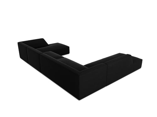 Micadoni Panoramische hoekbank links Ruby 7-zits, flueel, zwart - 273x366x69cm