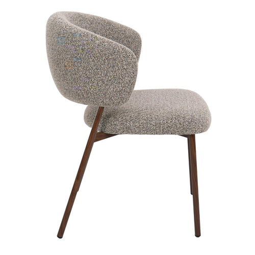 Giga Meubel Eetkamerstoel Feya Taupe/Walnoot - Stof - Japandi - Set van 2