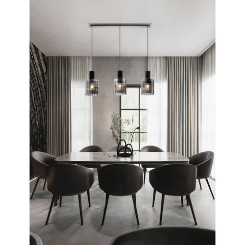 Nova Luce MIRBI Hanglamp voor aan het plafond, rookkleurig, zandkleurig zwart, E27 fitting, 3x12W