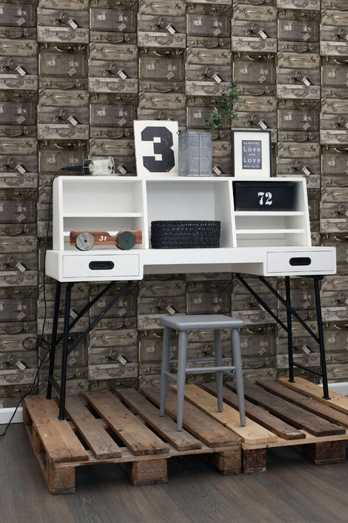ESTAhome behang vintage koffers donkerbruin - 53 cm x 10.05 m - 138217