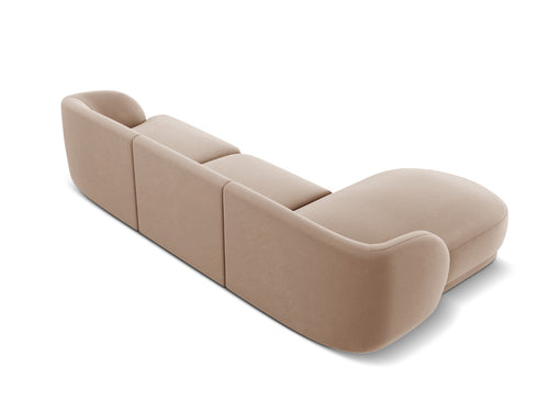 Micadoni linker hoekbank Miley 4-zits, flueel, cappuccino - 156x255x70cm