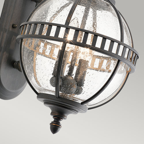 Elstead Halleron - 2 Lichts Outdoor Globe Wandlantaarn Lichtgrijs IP44, E14