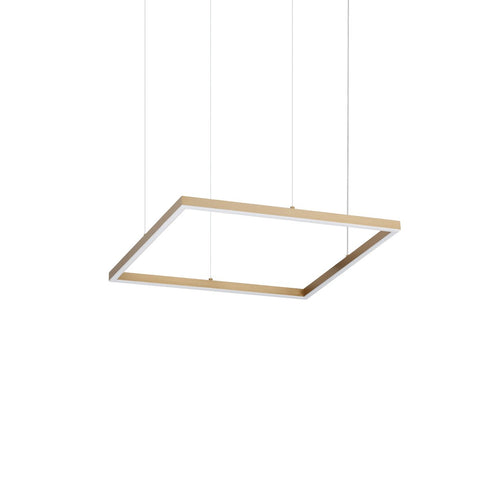 Ideal Lux ORACLE SLIM Vierkante, niet-dimbare, ronde LED-pendellamp van 50 cm met geïntegreerde LED-verlichting (3000K), messing, 3050lm