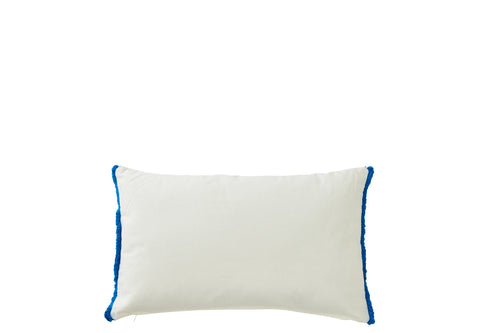 J-Line kussen Sardienen - katoen - wit/blauw