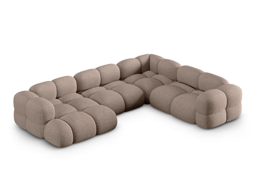 Cosmopolitan Design Panoramische hoekbank rechts Loretto 5-zits, structurele stof cappuccino - 250x345x68cm