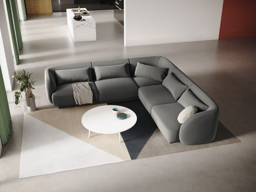 Cosmopolitan Design Symmetrische hoekbank Tulum 5-zits, flueel, lichtgrijs - 255x255x70cm