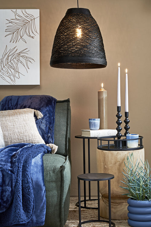 Mica Decorations Quinty Bijzettafel - Set van 3 - H50 x Ø32 cm - Metaal - Zwart - vtwonen shop