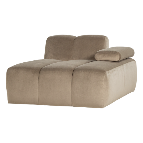 WOOOD chaise longue bank rechts Mojo - Velvet - Khaki - 74x124x162