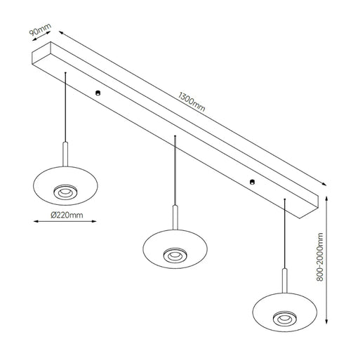 Artdelight hanglamp Madison - 3 lichts - 130  x  200   cm - zwart