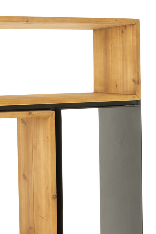 J-Line kast Tina - hout/ijzer - zwart/naturel - small