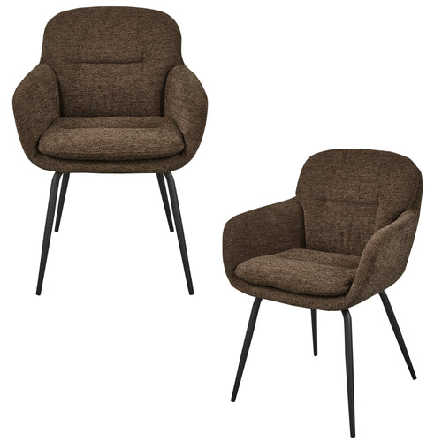 WOOOD eetkamerstoelen Runa - Polyester - Warm Bruin - Set van 2 - vtwonen shop