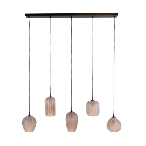 Giga Meubel Hanglamp Altura - Bruin Glas - 5-lichts - 125x20x150cm