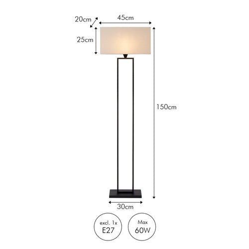 Atmooz vloerlamp Paula - zwart - 45 x 20 x H 160 cm - E27