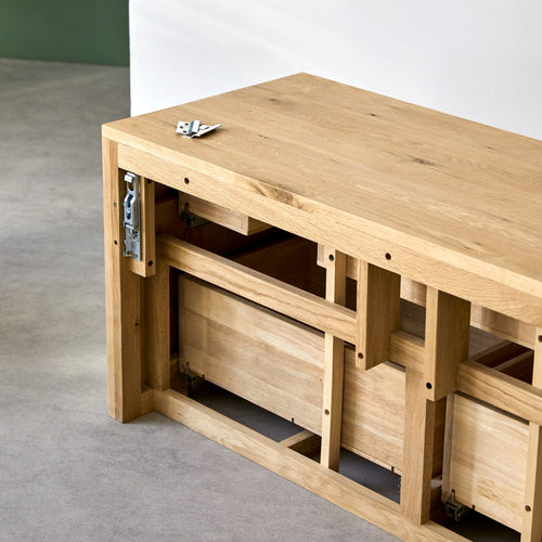 Tikamoon Massief eikenhouten wastafelmeubel 120 cm - Naturel