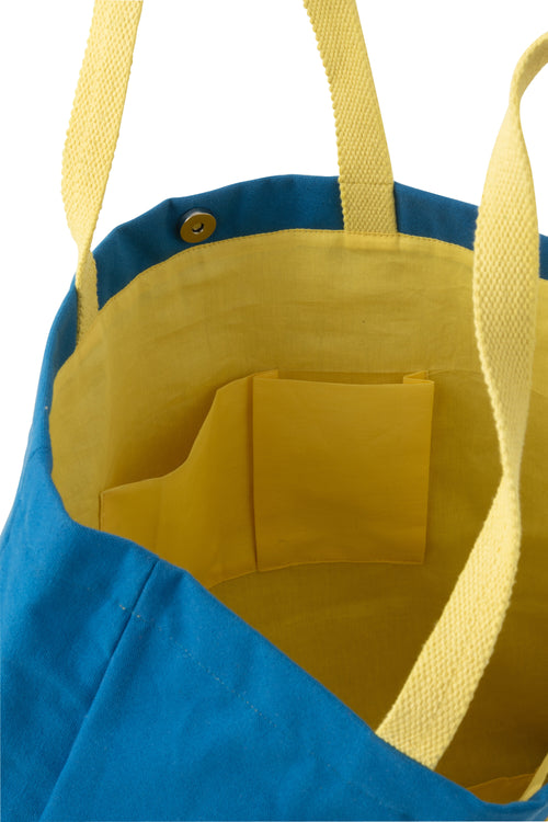 J-Line tas Dolce Vita - katoen - blauw/geel - vtwonen shop