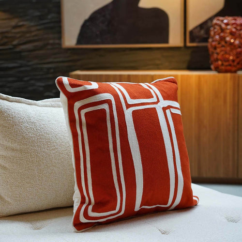 Kare Design Kussen Arty oranje en wit